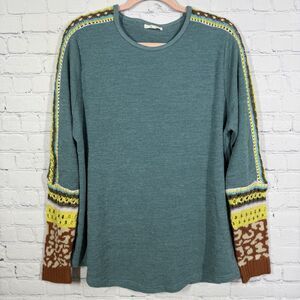 Easel Indiana Dunes Crochet Sweater Womens Large Knit Boho Chic Oversized Casual